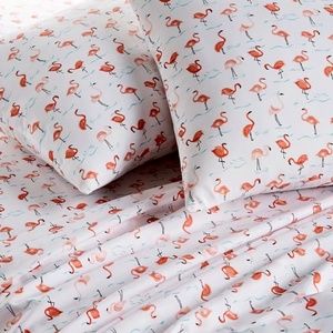 NWT Flamingos Brushed Microfiber 3 Piece Twin Sheet Set Bedding Beachy